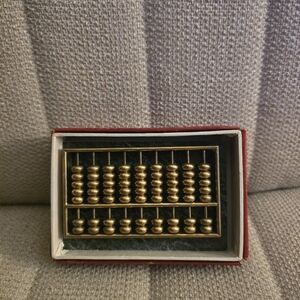 Vintage Mini Abacus Paperweight Brass Marble Book Box